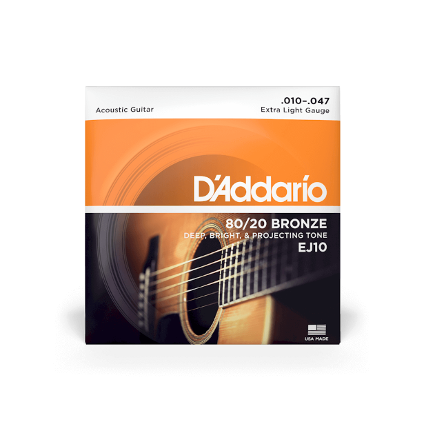 D' Addario Acoustic Guitar Strings Set Extra Light 10-47 EJ10