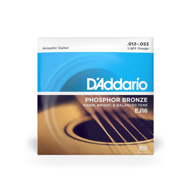 D' Addario Acoustic Guitar Strings Set Phosphor Bronze Light 12-53 EJ16