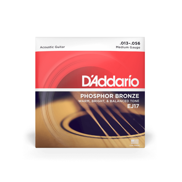D' Addario Acoustic Guitar Strings Set Phosphor Bronze Medium 13-56 EJ17