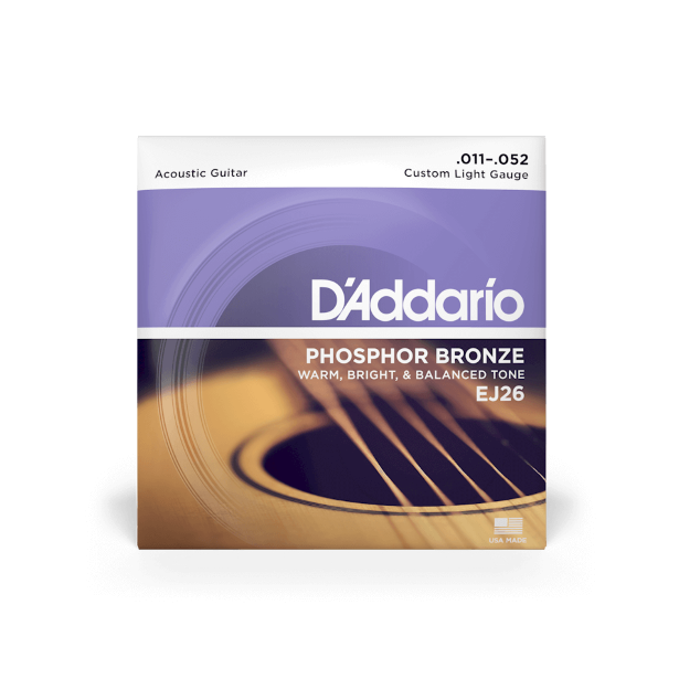 D' Addario Acoustic Guitar Strings Set Phosphor Bronze Custom Light 11-52 EJ26