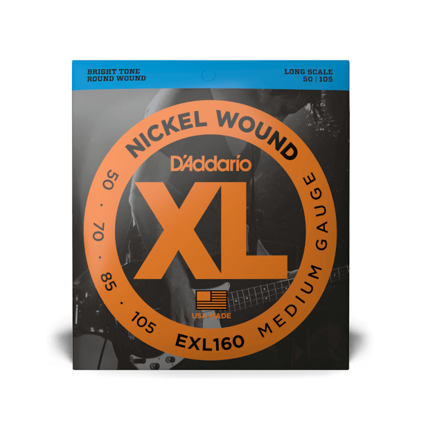 D' Addario Electric Bass String Set Nickel Wound Medium 50-105, Long Scale EXL160