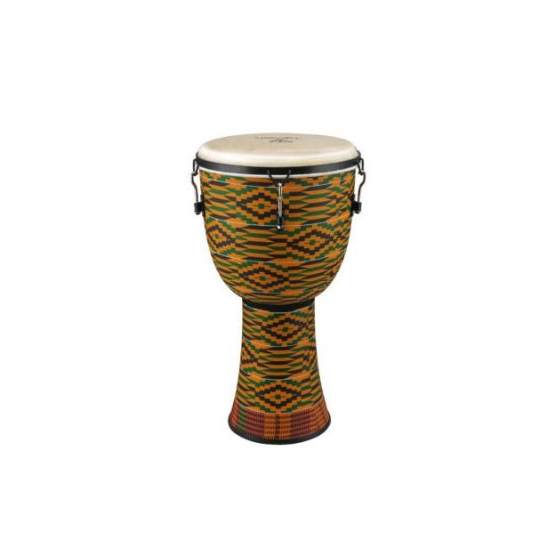 Tycoon 12 inch Djembe Fiberglass Shell Key-Tuned -Kente Finish TFJ-12 K