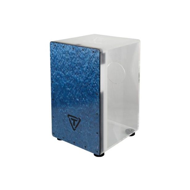 Tycoon 29 Series Clear Acrylic Cajon With Blue Makah-Burl Front Plate TKX-29