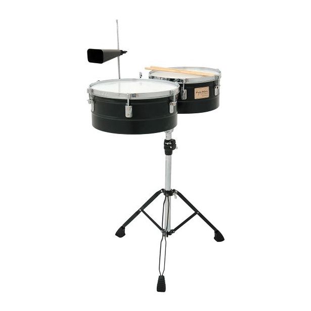 Tycoon 13+14 inch Black Powder Coated Shell Timbales TTI-1314 B