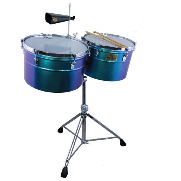Tycoon 15" & 16" EXTRA-DEEP SHELL PEARL BLUE TIMBALES, Chrome - TTI/XL-1516 PB