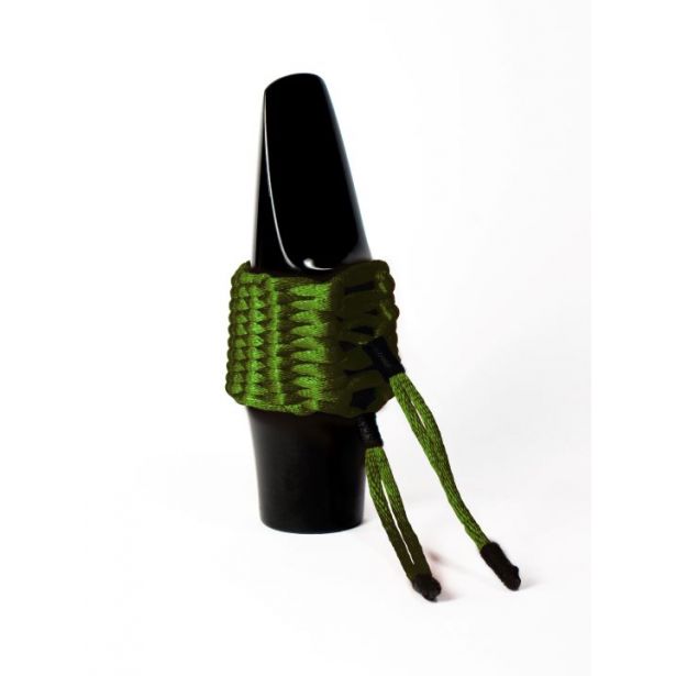 Bambu Hand Woven Alto Sax Ligature Olive Green AA08