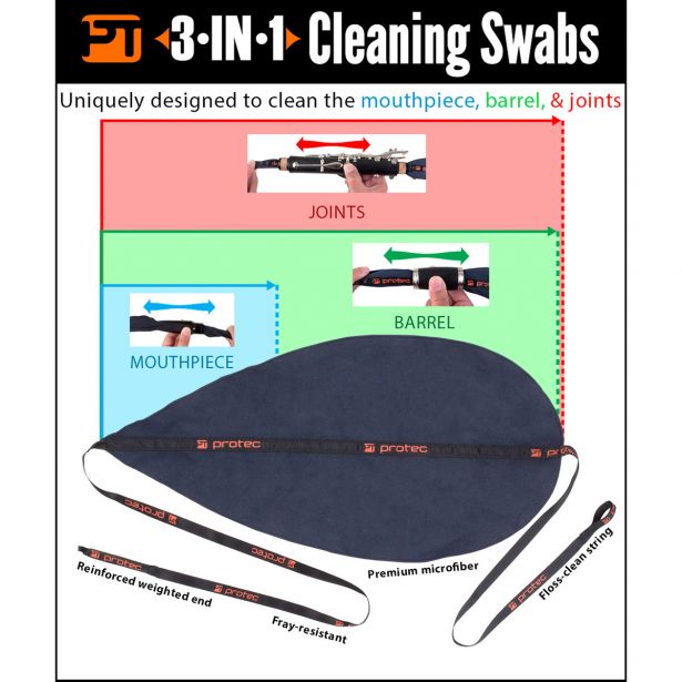 Protec Bb & A Clarinet 3 in 1 Swabs A125