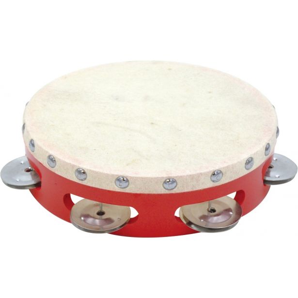 Hau Sheng Tambourine, Wooden Shell with Head, RED HTR-6R