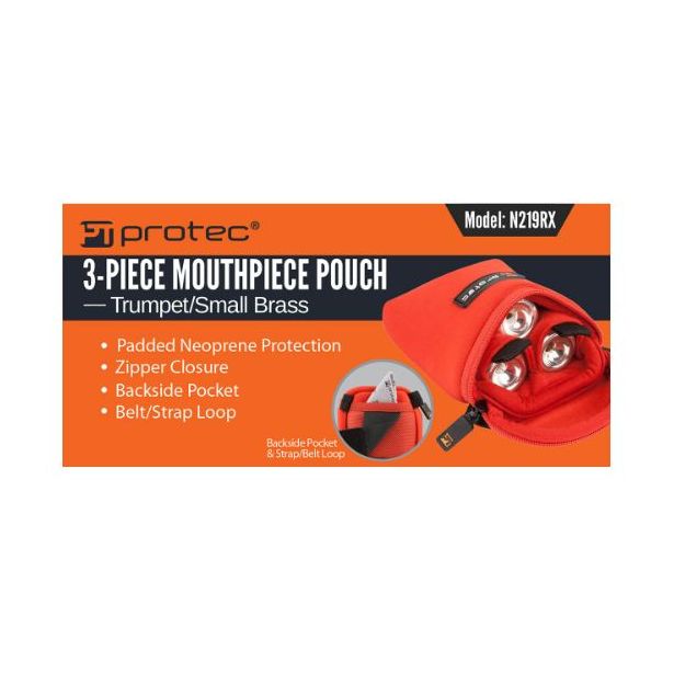 Protec 3 piece Trumpet Neoprene Mouthpiece Pouch Red N219rx