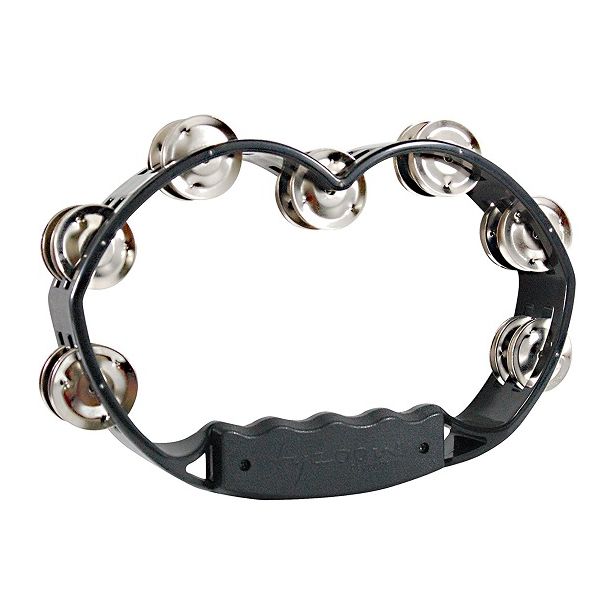 Tycoon Black Plastic Hand-Held Tambourine With Mixed Jingles TBH-B BM