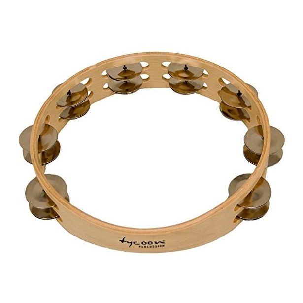 Tycoon Double Row Wooden Tambourine With Brass Jingles TBW-10D BB