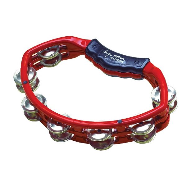 Tycoon Red Plastic Hand-Held Tambourine With Steel Jingles TBH-R BS