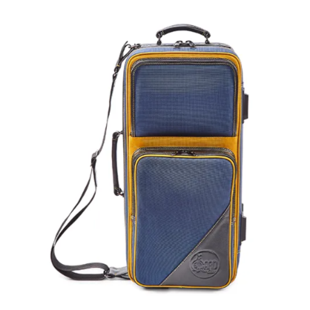 Gard Bags Trumpet Double Fiberglass Case 4EHSNB-K (Blue Nylon Exterior w Black & Nylon Yellow Trim)